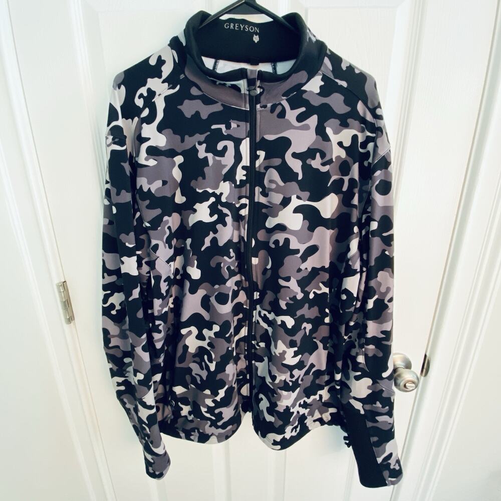 Greyson Camo Jacket Mens XL Black CamoScape Stretch Casual Golf Full Zip